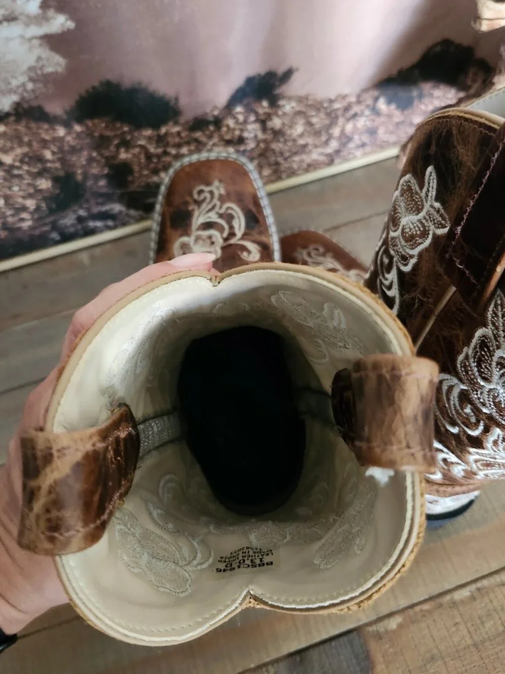 Shyanne Little Lasy Floral Embroidered Western Leather Brown Boots Girl's 13